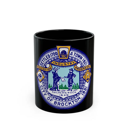 Seal of Brockton Massachusetts - Black Coffee Mug-11oz-Go Mug Yourself