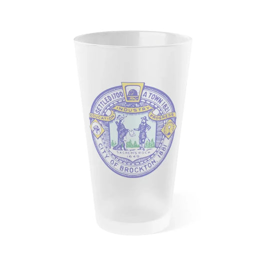 Seal of Brockton Massachusetts - Frosted Pint Glass 16oz 16oz Frosted - Go Mug Yourself