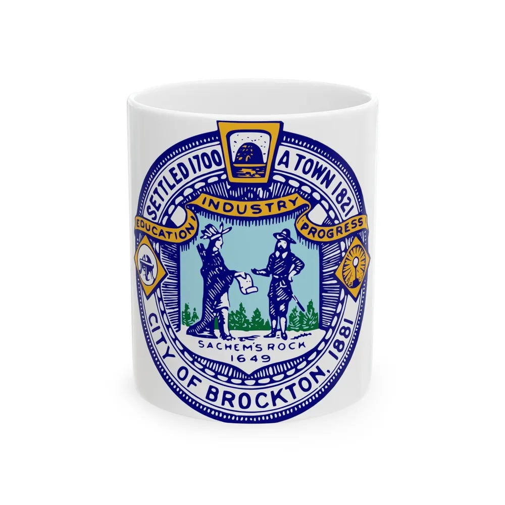 Seal of Brockton Massachusetts - White Coffee Mug-11oz-Go Mug Yourself