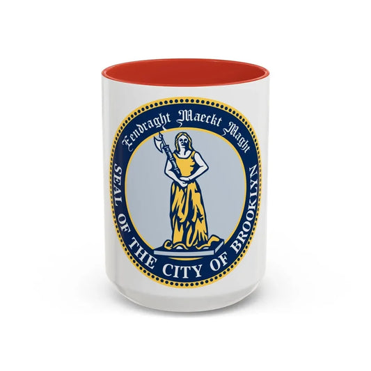 Seal of Brooklyn New York - Accent Coffee Mug 15oz Red - Go Mug Yourself