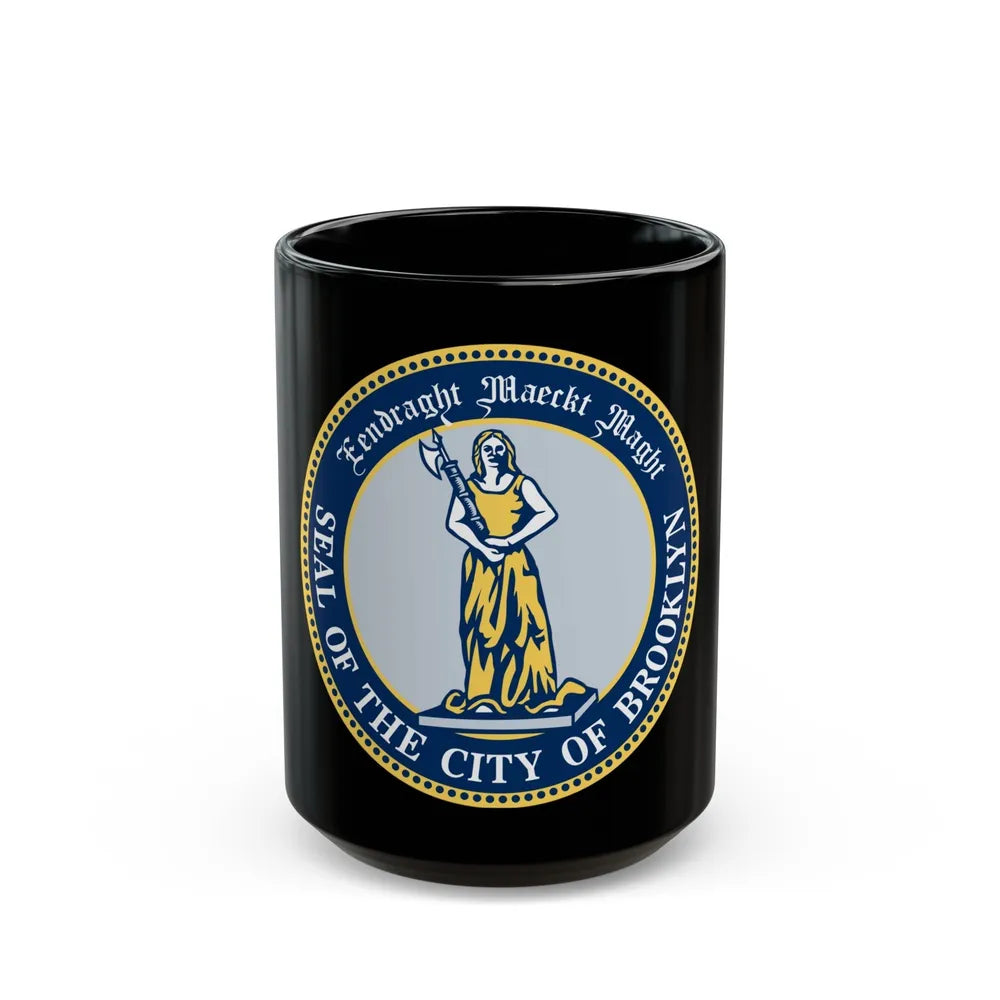 Seal of Brooklyn New York - Black Coffee Mug-15oz-Go Mug Yourself