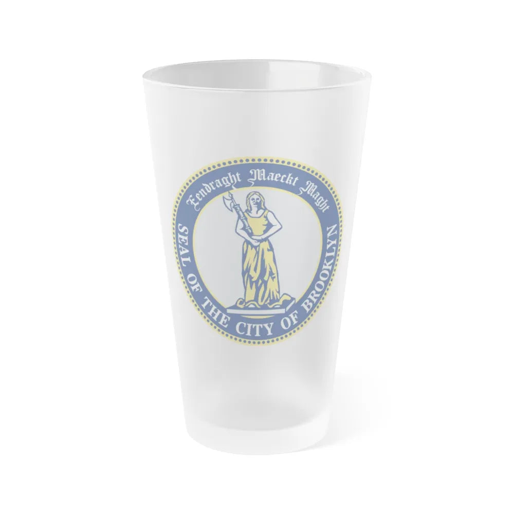 Seal of Brooklyn New York - Frosted Pint Glass 16oz-16oz-Frosted-Go Mug Yourself