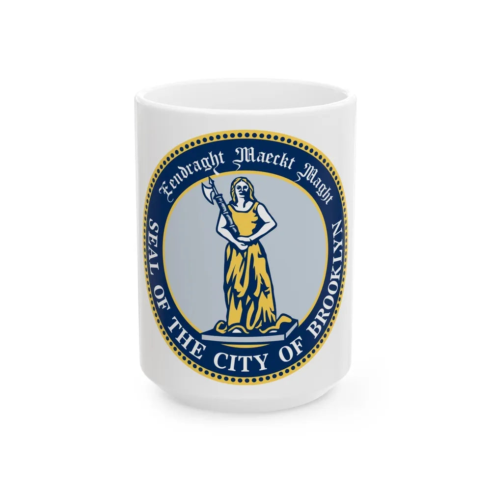 Seal of Brooklyn New York - White Coffee Mug-15oz-Go Mug Yourself