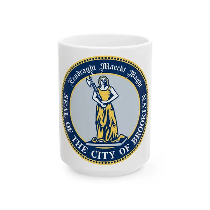 Seal of Brooklyn New York - White Coffee Mug 15oz - Go Mug Yourself