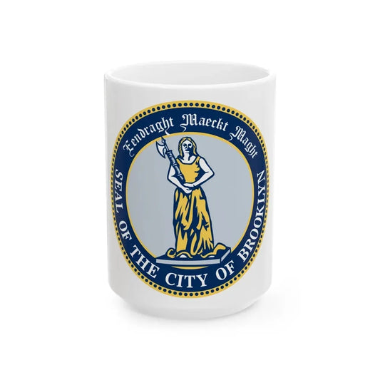 Seal of Brooklyn New York - White Coffee Mug 15oz - Go Mug Yourself
