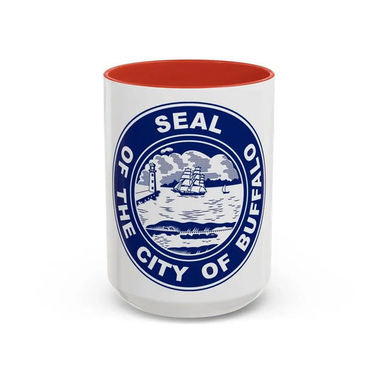 Seal of Buffalo New York - Accent Coffee Mug 15oz Red - Go Mug Yourself
