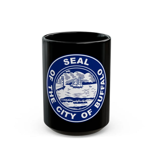 Seal of Buffalo New York - Black Coffee Mug-15oz-Go Mug Yourself