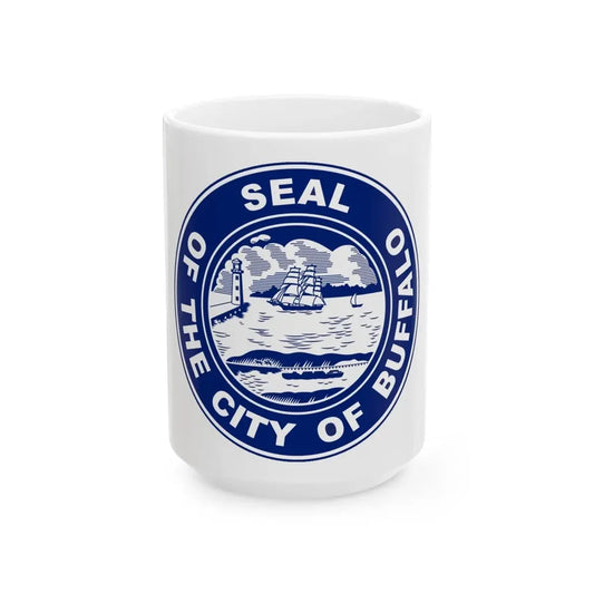 Seal of Buffalo New York - White Coffee Mug 15oz - Go Mug Yourself