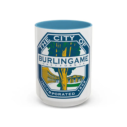 Seal of Burlingame California - Accent Coffee Mug 15oz Light Blue - Go Mug Yourself