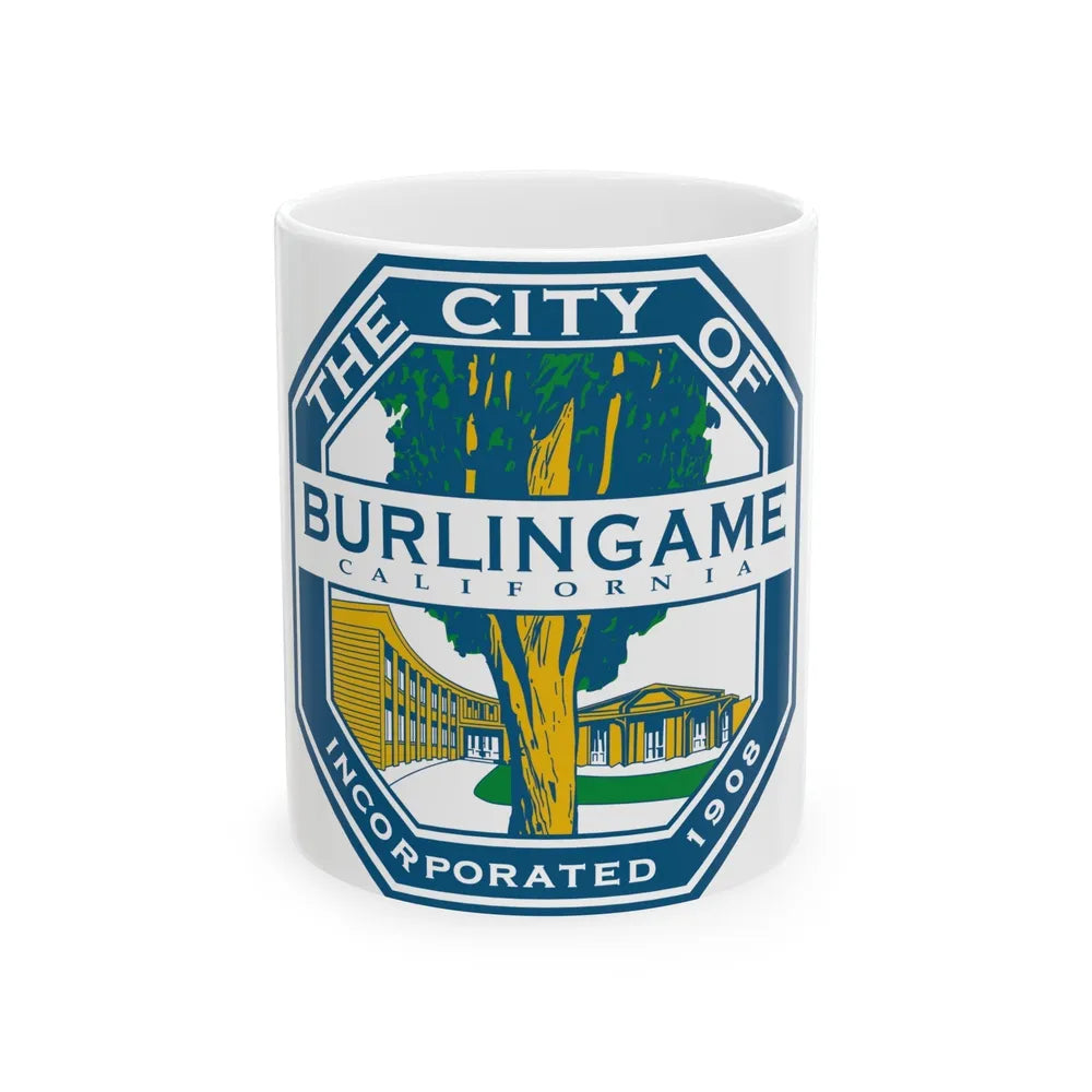 Seal of Burlingame California - White Coffee Mug-11oz-Go Mug Yourself