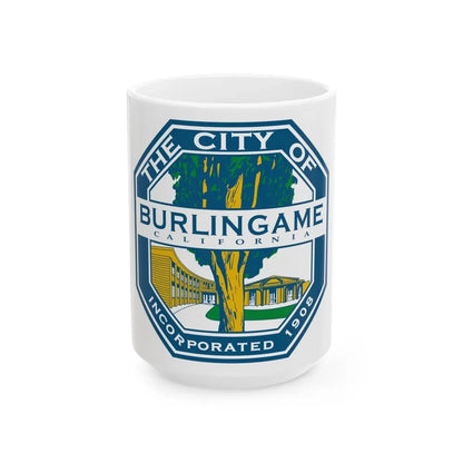 Seal of Burlingame California - White Coffee Mug 15oz - Go Mug Yourself