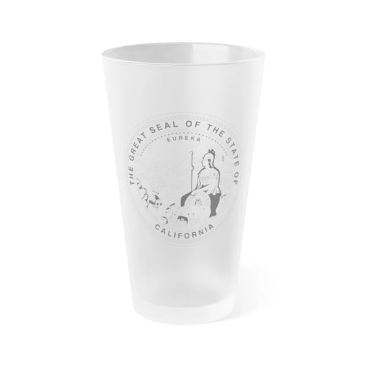 Seal of California BW - Frosted Pint Glass 16oz-16oz-Frosted-Go Mug Yourself