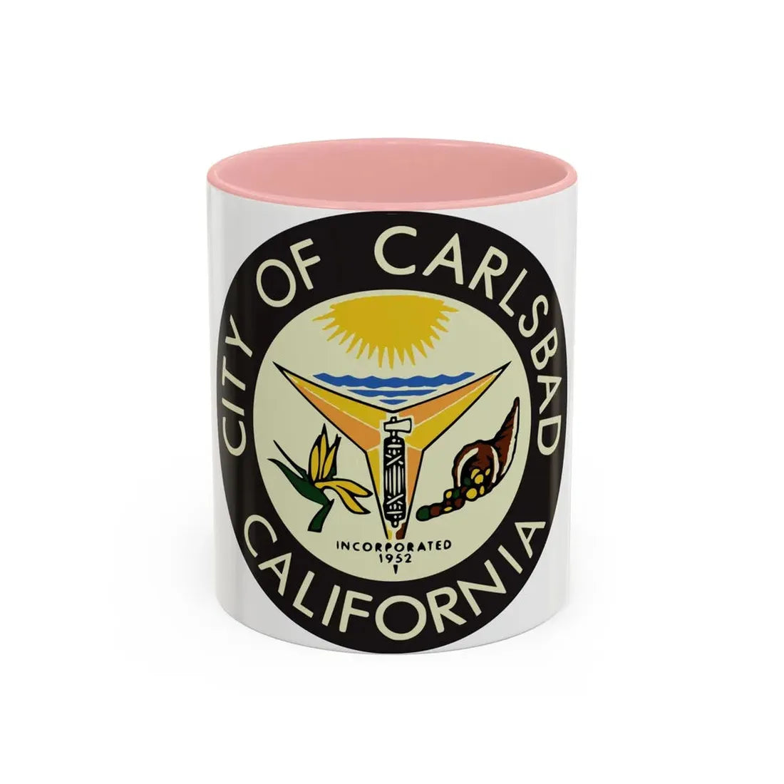 Seal of Carlsbad California - Accent Coffee Mug 11oz Pink - Go Mug Yourself