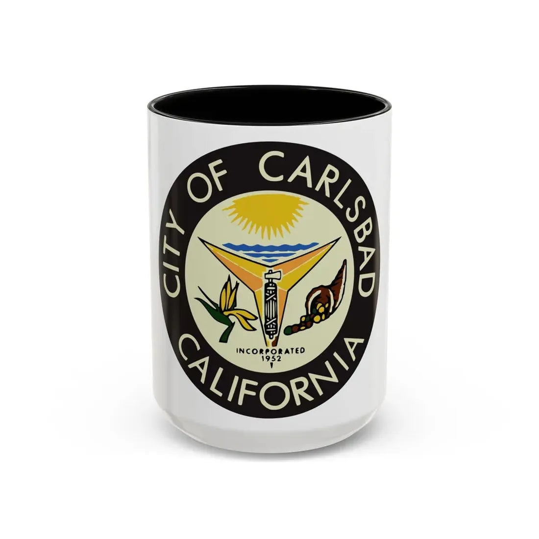 Seal of Carlsbad California - Accent Coffee Mug 15oz Black - Go Mug Yourself