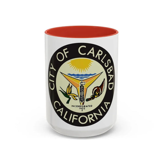 Seal of Carlsbad California - Accent Coffee Mug 15oz Red - Go Mug Yourself