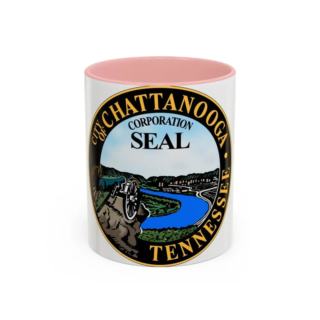 Seal of Chattanooga Tennessee - Accent Coffee Mug 11oz Pink - Go Mug Yourself