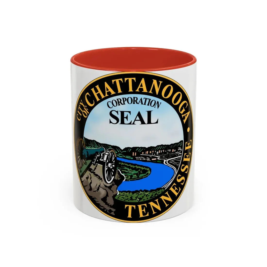 Seal of Chattanooga Tennessee - Accent Coffee Mug 11oz Red - Go Mug Yourself