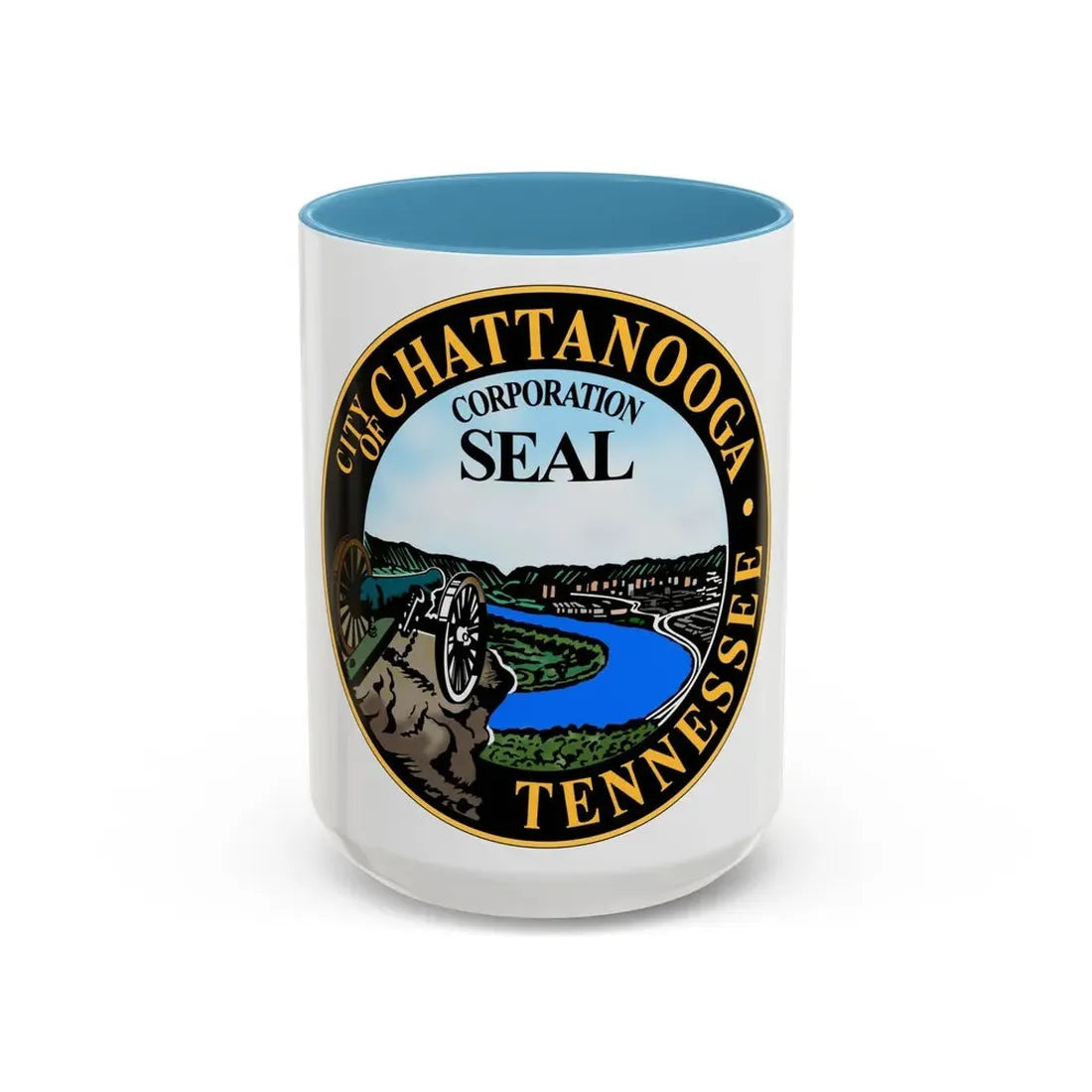 Seal of Chattanooga Tennessee - Accent Coffee Mug 15oz Light Blue - Go Mug Yourself