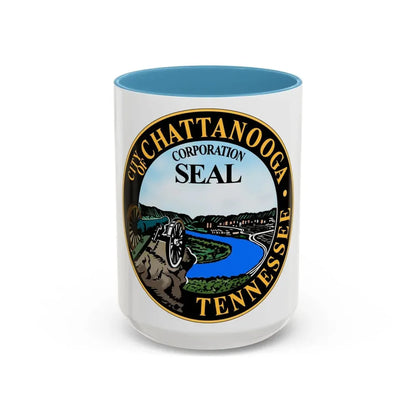 Seal of Chattanooga Tennessee - Accent Coffee Mug 15oz Light Blue - Go Mug Yourself