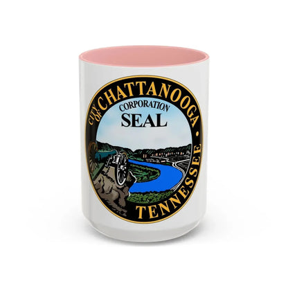 Seal of Chattanooga Tennessee - Accent Coffee Mug 15oz Pink - Go Mug Yourself