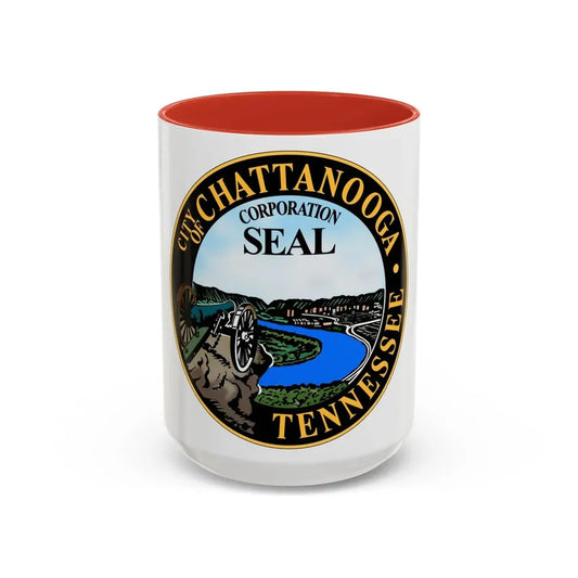 Seal of Chattanooga Tennessee - Accent Coffee Mug 15oz Red - Go Mug Yourself