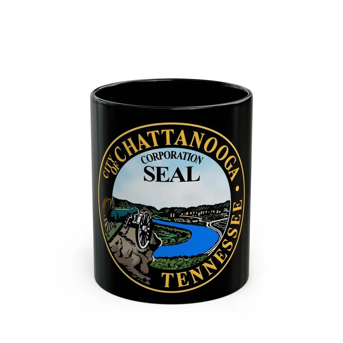 Seal of Chattanooga Tennessee - Black Coffee Mug 11oz - Go Mug Yourself