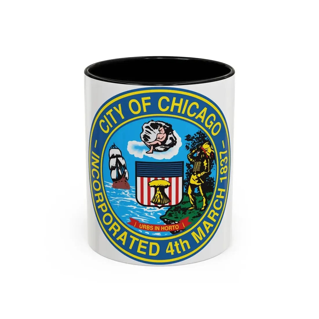 Seal of Chicago Illinois - Accent Coffee Mug 11oz Black - Go Mug Yourself