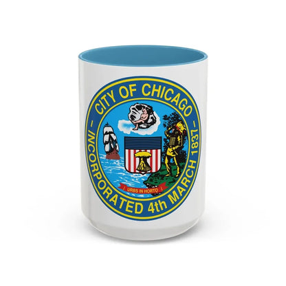 Seal of Chicago Illinois - Accent Coffee Mug 15oz Light Blue - Go Mug Yourself