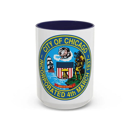 Seal of Chicago Illinois - Accent Coffee Mug 15oz Navy - Go Mug Yourself
