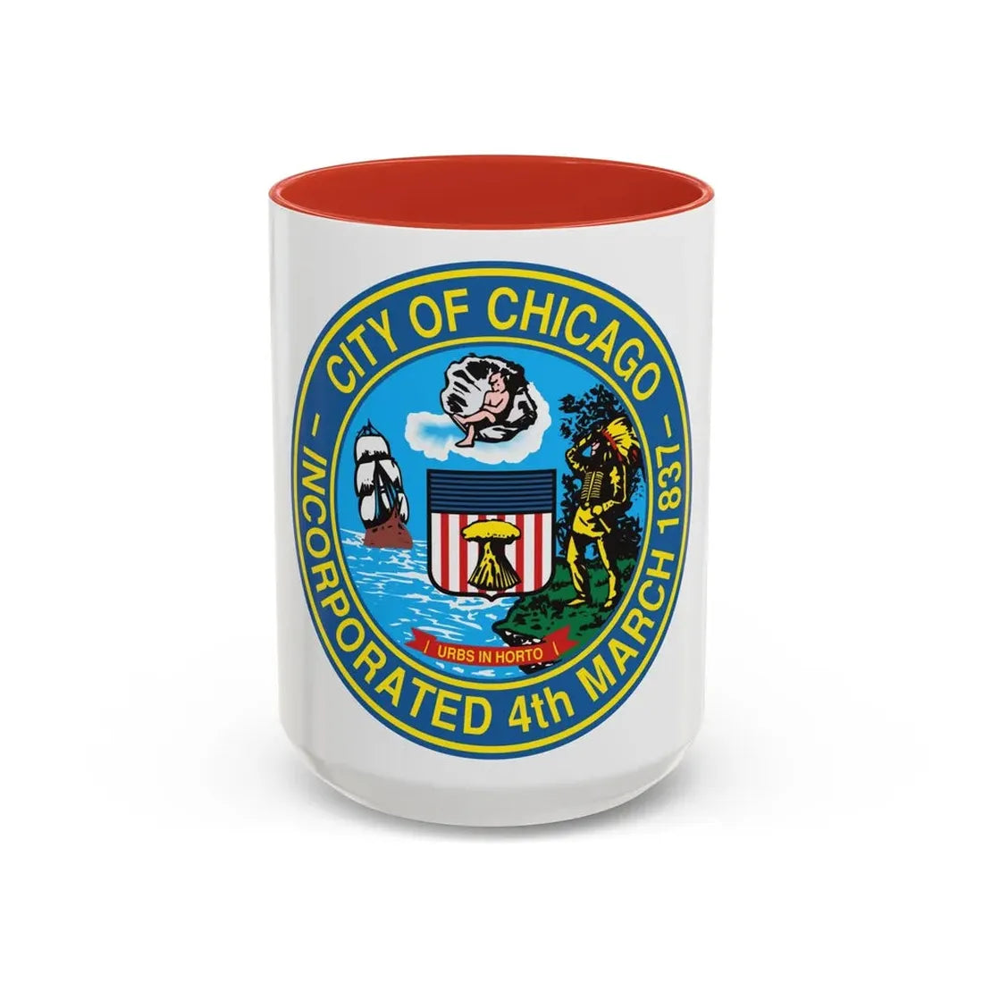 Seal of Chicago Illinois - Accent Coffee Mug 15oz Red - Go Mug Yourself
