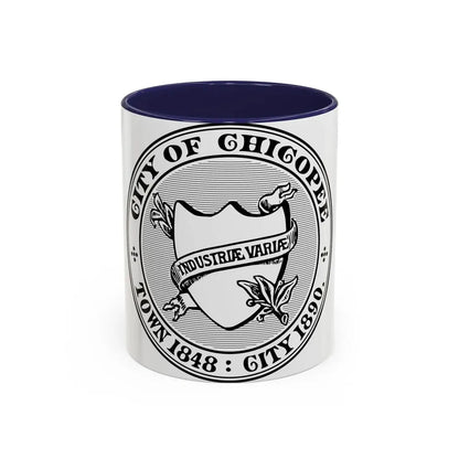 Seal of Chicopee Massachusetts - Accent Coffee Mug 11oz Navy - Go Mug Yourself