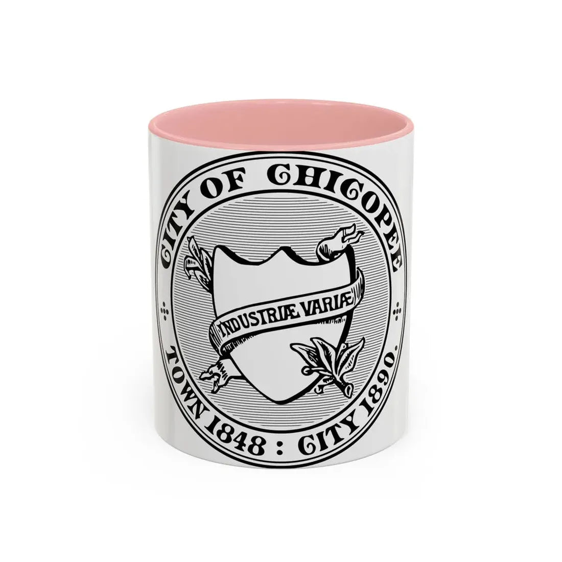 Seal of Chicopee Massachusetts - Accent Coffee Mug 11oz Pink - Go Mug Yourself