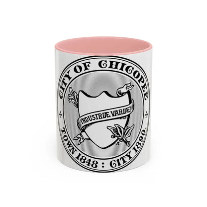 Seal of Chicopee Massachusetts - Accent Coffee Mug 11oz Pink - Go Mug Yourself