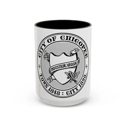 Seal of Chicopee Massachusetts - Accent Coffee Mug 15oz Black - Go Mug Yourself