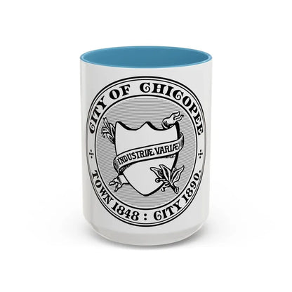 Seal of Chicopee Massachusetts - Accent Coffee Mug 15oz Light Blue - Go Mug Yourself