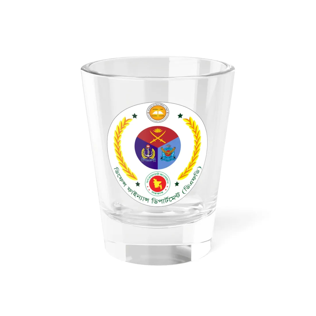 Seal of Controller General of Defence Finance CGDF (Bangladesh) (Coat of Arms) Shot Glass 1.5oz 1.5oz - Go Mug Yourself