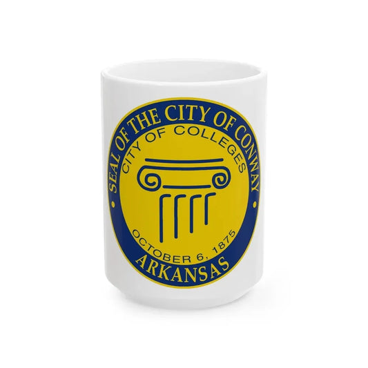 Seal of Conway Arkansas - White Coffee Mug 15oz - Go Mug Yourself