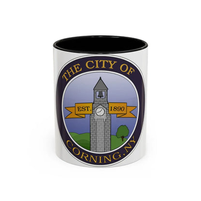 Seal of Corning NY - Accent Coffee Mug-11oz-Black-Go Mug Yourself