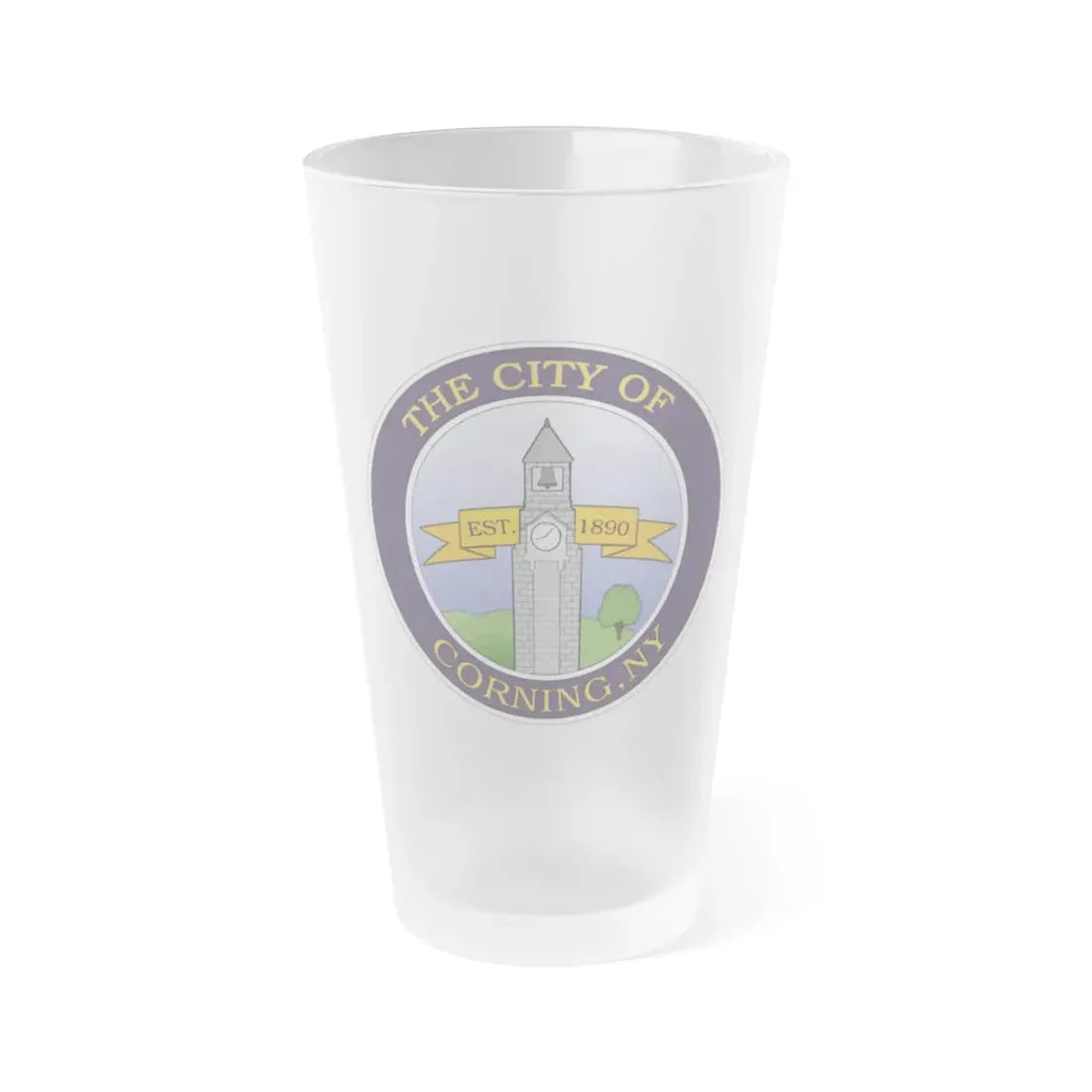 Seal of Corning NY - Frosted Pint Glass 16oz 16oz Frosted - Go Mug Yourself