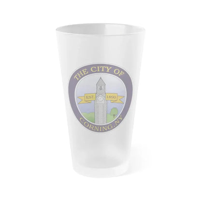 Seal of Corning NY - Frosted Pint Glass 16oz 16oz Frosted - Go Mug Yourself
