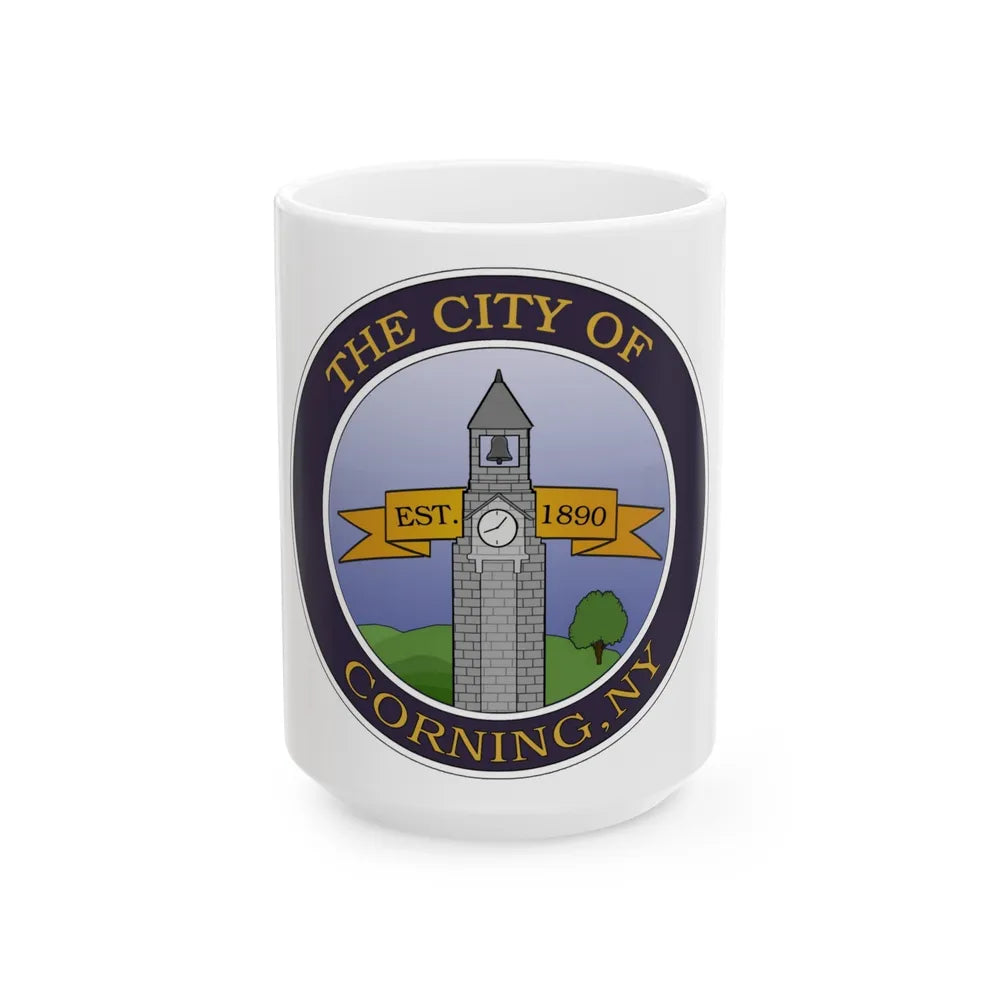 Seal of Corning NY - White Coffee Mug-15oz-Go Mug Yourself