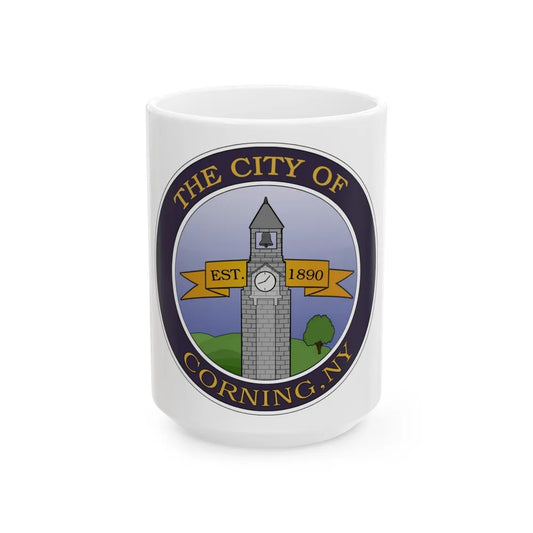 Seal of Corning NY - White Coffee Mug-15oz-Go Mug Yourself