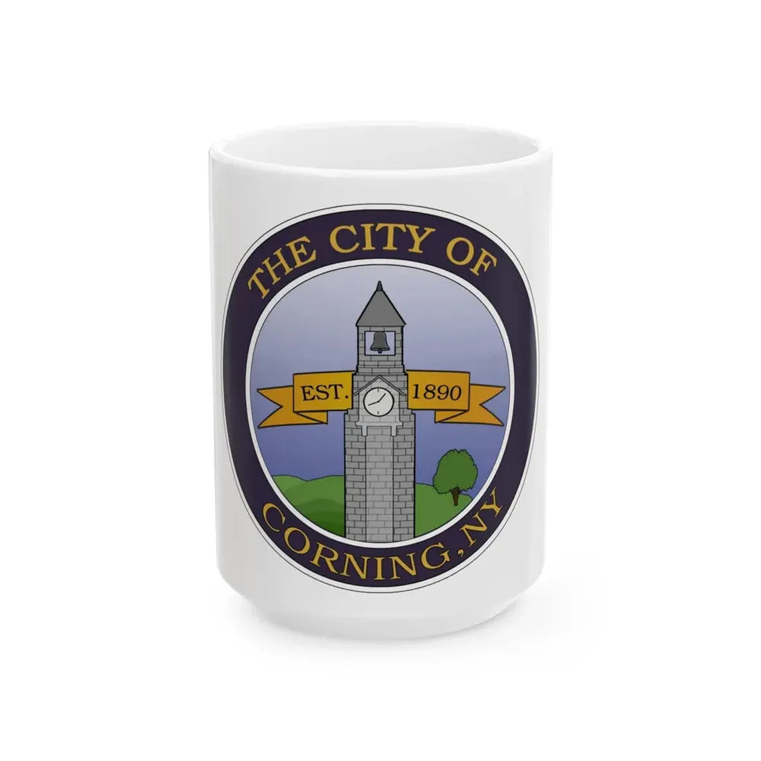 Seal of Corning NY - White Coffee Mug 15oz - Go Mug Yourself