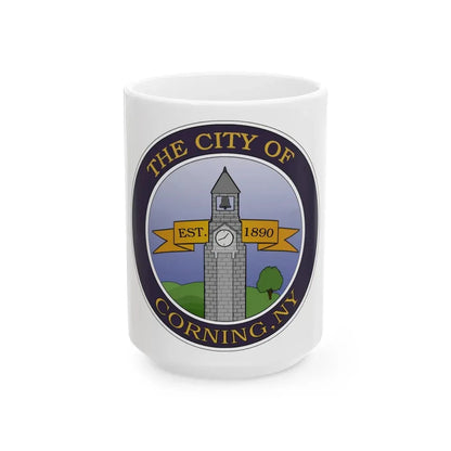 Seal of Corning NY - White Coffee Mug 15oz - Go Mug Yourself