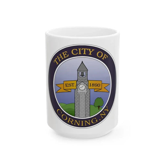 Seal of Corning NY - White Coffee Mug 15oz - Go Mug Yourself
