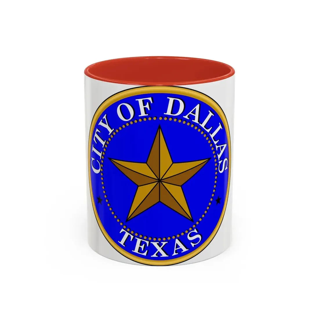 Seal of Dallas - Accent Coffee Mug 11oz Red - Go Mug Yourself