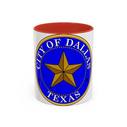 Seal of Dallas - Accent Coffee Mug 11oz Red - Go Mug Yourself