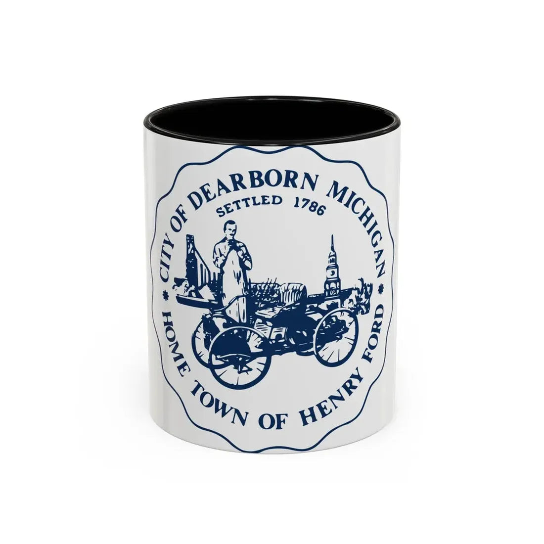 Seal of Dearborn Michigan - Accent Coffee Mug 11oz Black - Go Mug Yourself