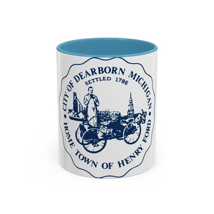 Seal of Dearborn Michigan - Accent Coffee Mug 11oz Light Blue - Go Mug Yourself