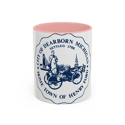 Seal of Dearborn Michigan - Accent Coffee Mug 11oz Pink - Go Mug Yourself